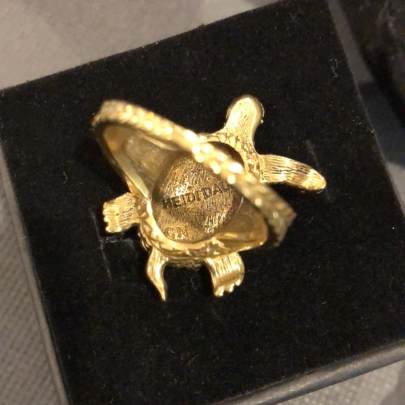 HEIDI DAUS Green Blue Swarovski Crystal Accented Turtle Ring Sz 10 - Picture 10 of 15
